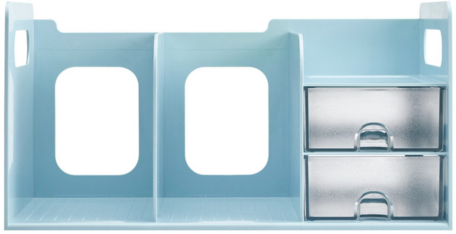 SYSmAX 希思美 三段多功能抽屜式組合書架, 薄荷藍, 1個