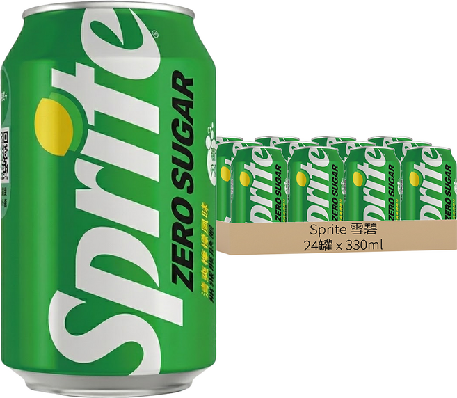 Sprite 雪碧 ZERO SUGAR 無糖零卡 易開罐, 330ml, 24罐