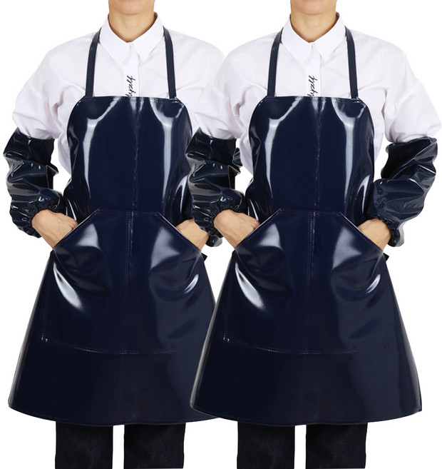 팀쿡 양면 주머니 방수 앞치마 FREE, 네이비, 2개