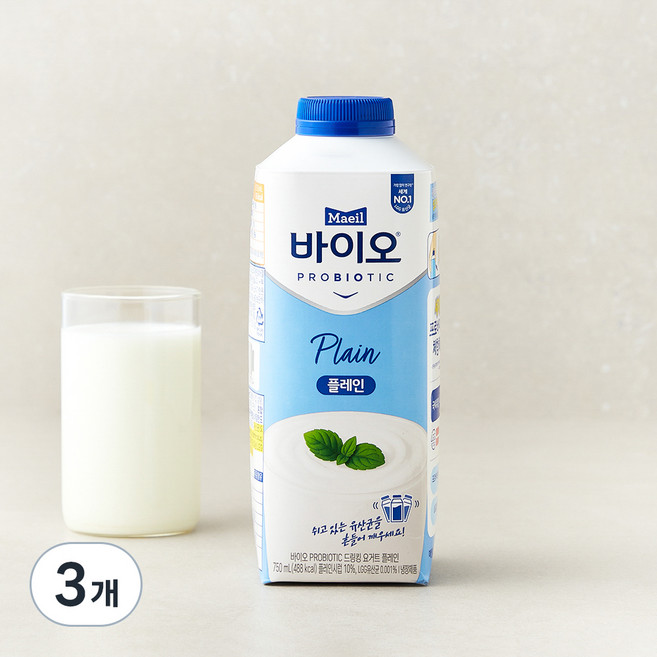 매일바이오 드링킹 플레인 요구르트, 750ml, 1개입, 3개