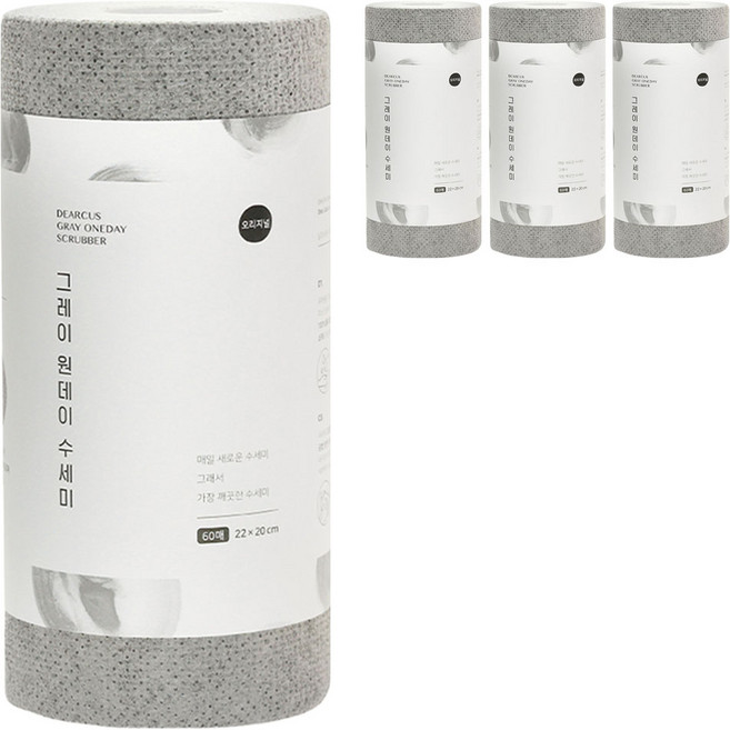 디어커스 원데이 수세미, 그레이, 60개, 4개