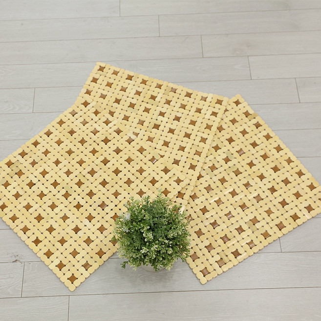 리앤데코 대나무 땅콩마작 쿨 냉감방석 2장 세트, 베이지