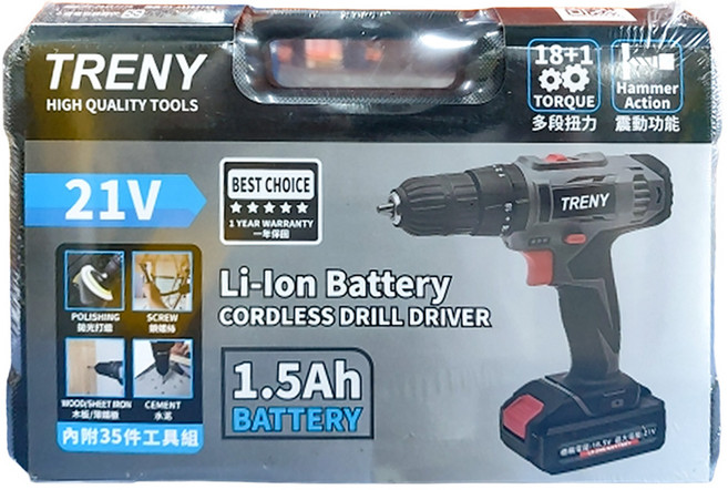 TRENY 雙速鋰電池震動起子機 21V, 1組