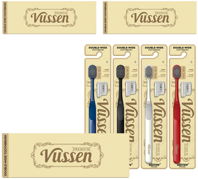 뷰센 더블와이드 칫솔 + 보호캡, 4개입, 3개