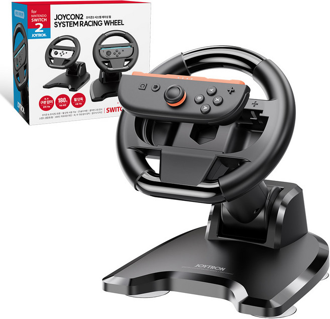 조이트론 닌텐도스위치2 조이콘2 핸들 레이싱휠 마리오카트 시스템레이싱휠, 블랙, 1개