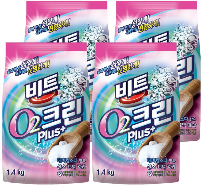 비트 O2크린 플러스 표백제, 1.4kg, 4개
