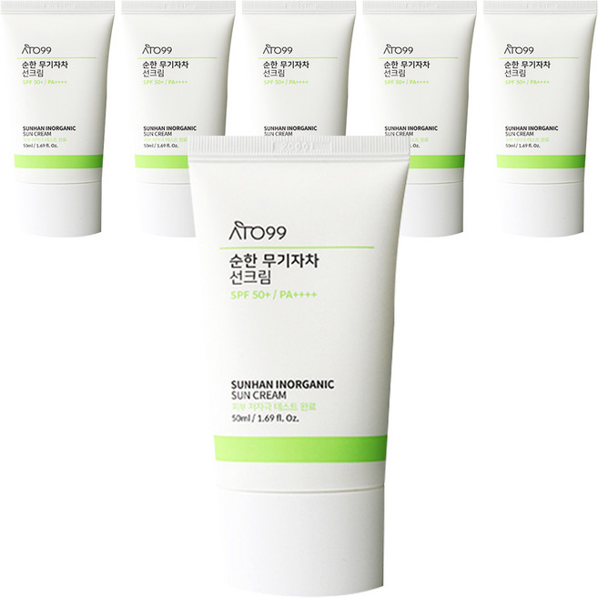 아토99 순한 무기자차 선크림 SPF 50+ PA++++, 50ml, 6개