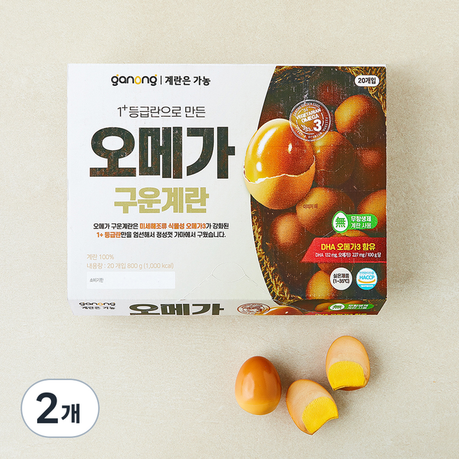 가농 1+등급란으로 만든 오메가 구운란, 20구, 2개