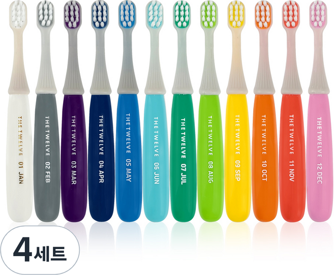 더트웰브 2단계 유아 아기 칫솔 12~36 개월, 비비드, 12개입, 4세트