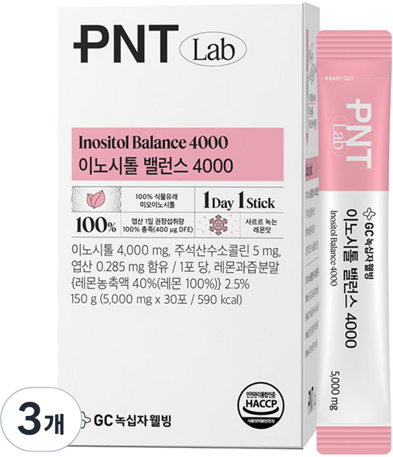 GC녹십자웰빙 PNT 이노시톨 밸런스 4000 30p, 150g, 3개