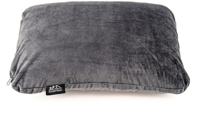 아웃도어포레스트 휴대용 메모리폼 캠핑베게 + 수납가방 세트, 그레이, 1세트