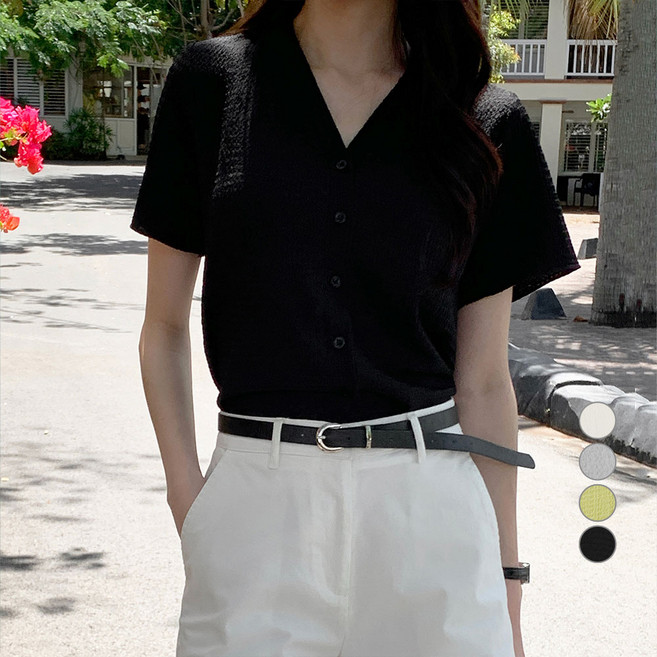 afinar 女款短袖開襟衫T恤