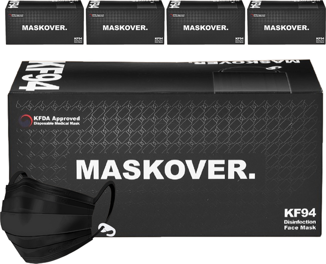 마스크오버 엠에프 황사 방역 마스크 고리형 KF94, 50개입, 5개, 블랙