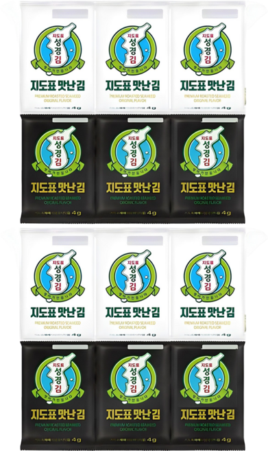 지도표성경 맛난 도시락김 흰색 6p + 검은색 6p 세트, 4g, 24개
