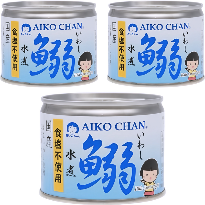 AIKO CHAN 伊藤食品 水煮沙丁魚罐 無鹽, 190g, 3罐