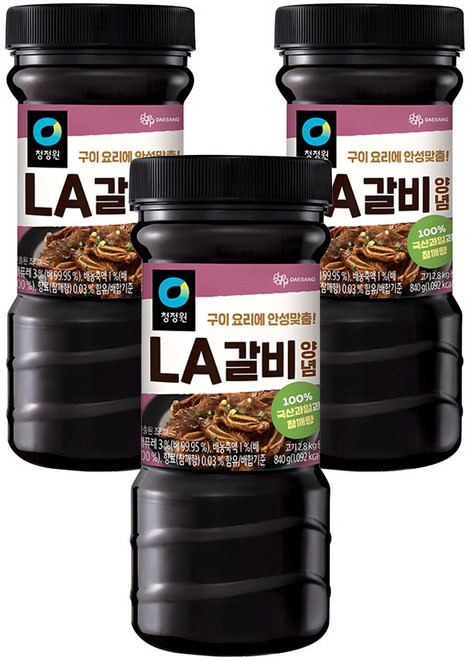 청정원 LA갈비양념, 840g, 3개