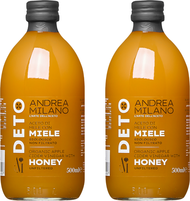 안드레아밀라노 유기농 사과 식초 위드허니, 2개, 500ml
