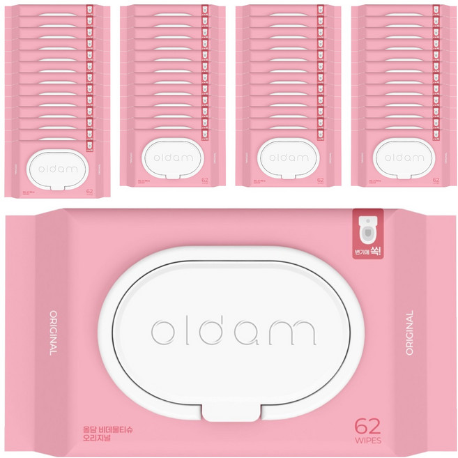 올담 오리지널 비데물티슈 캡형, 70g, 62매, 60개