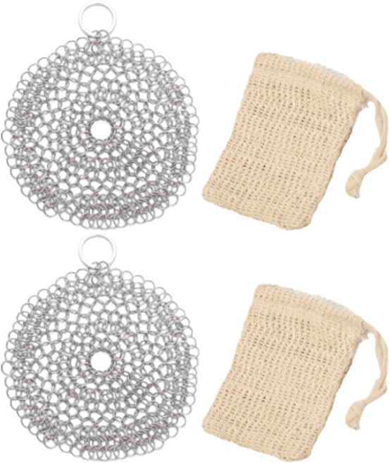 DASO 반영구 스테인리스스틸 원형 수세미, 1개입, 2개