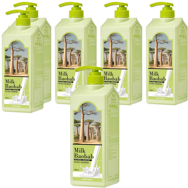 밀크바오밥 바디워시 라임앤바질, 1L, 6개