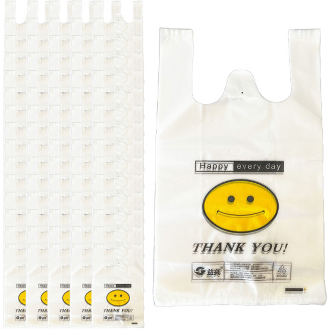 마켓감성 스마일 포장백 소, 투명, 100개