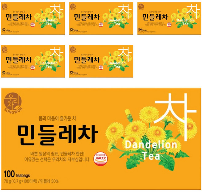 우리차 민들레차, 700mg, 100개입, 6개
