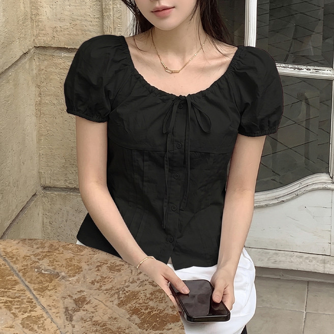 TANIZ Aint 蝴蝶結泡泡袖襯衫