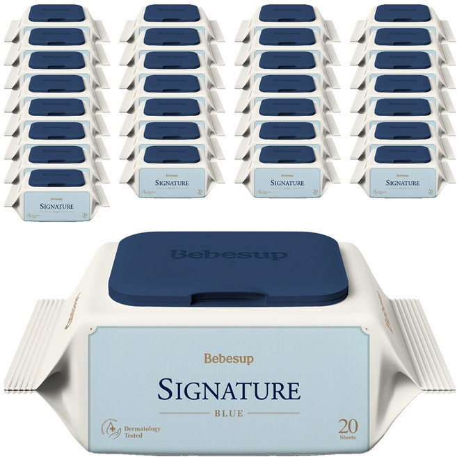 베베숲 시그니처 블루 유아물티슈 휴대캡형, 75g, 20매, 48개