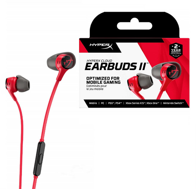 하이퍼엑스 Cloud Earbuds II 유선이어폰, 705L8AA, 레드