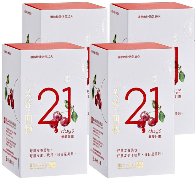 順天本草 芙蓉之四物養美計畫 櫻桃口味, 10包, 24g, 4盒