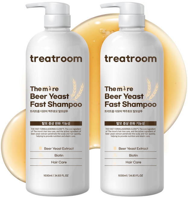 트리트룸 더모어 맥주효모 탈모샴푸 우디향, 1.03L, 2개