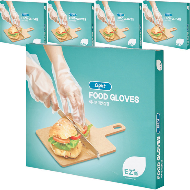 EZn이지엔 위생장갑 라이트, 200개입, 5개