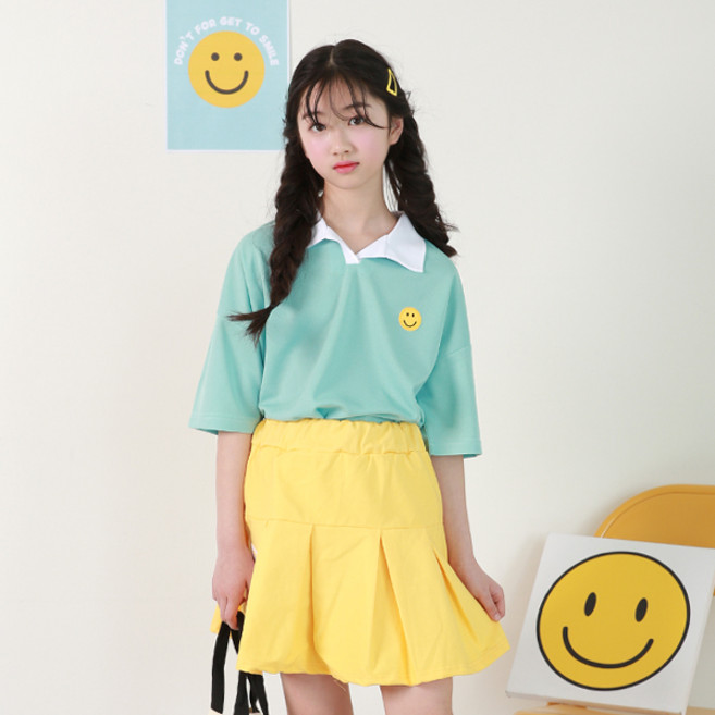 나나주니 여아용 스마일 카라 츄잉 코디 상하의 세트