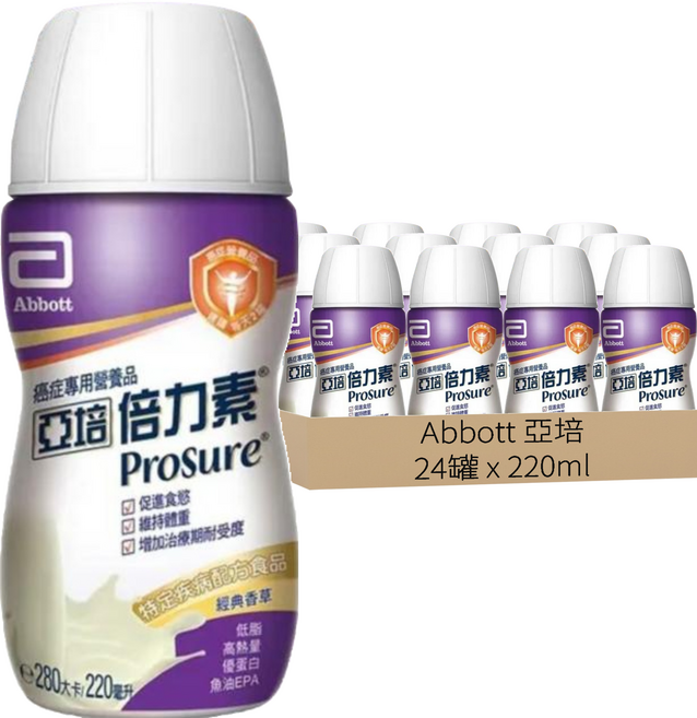Abbott 亞培 Prosure 倍力素 腫瘤癌症專用即飲配方 香草口味, 220ml, 24罐