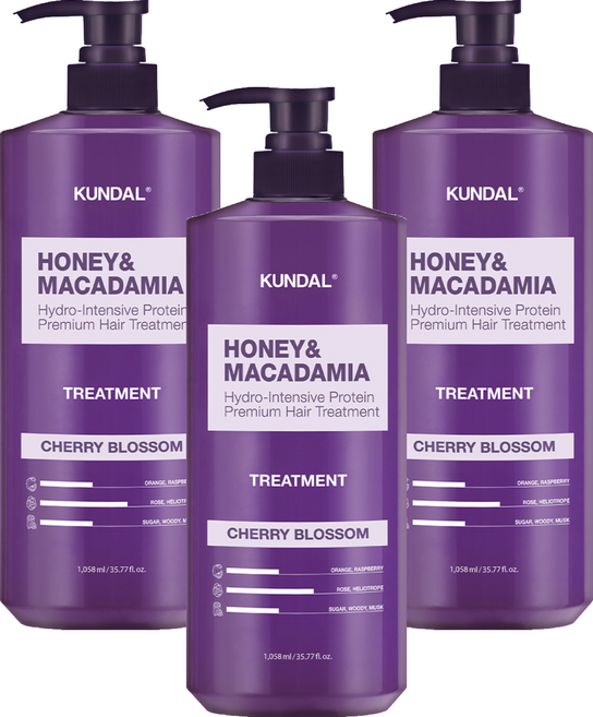 쿤달 허니 앤 마카다미아 헤어 트리트먼트 체리블라썸향, 1.058L, 3개