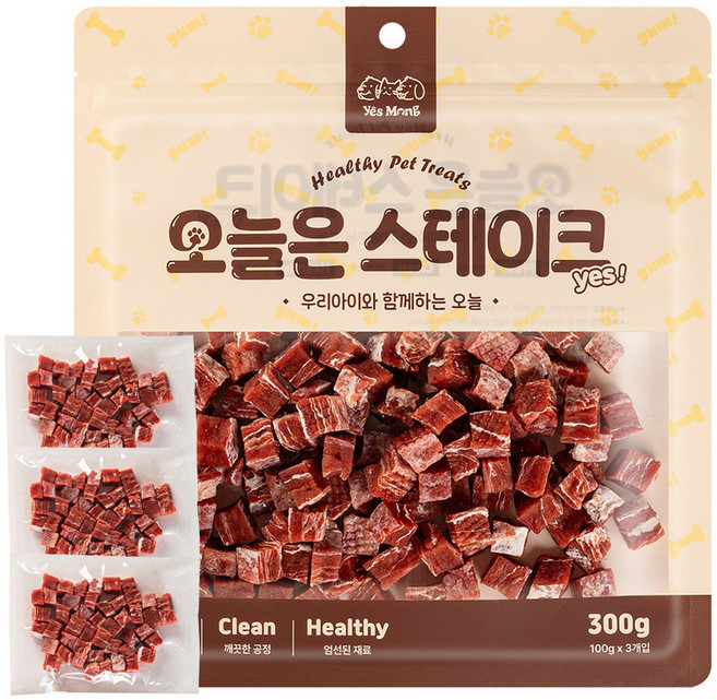 예스몽 오늘은 스테이크 강아지 간식, 오리고기 큐브, 300g, 1개