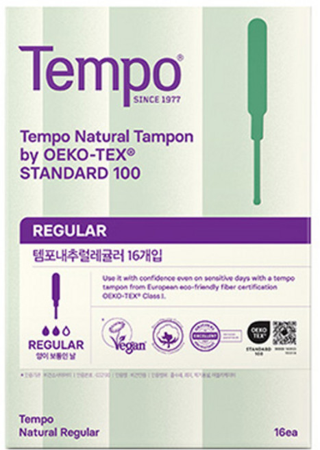 템포 내추럴 탐폰, 레귤러, 16개입, 1개
