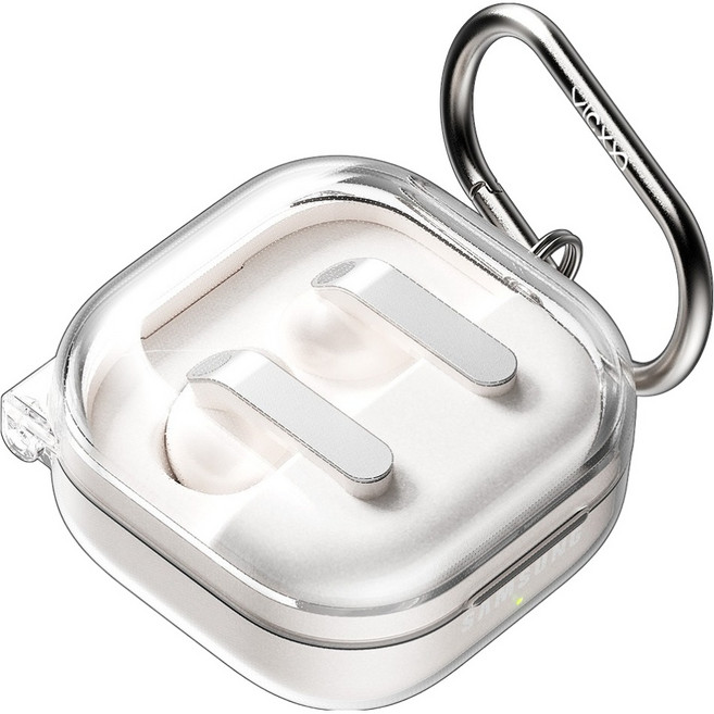 빅쏘 변색없는 하드 초슬림 일체형 풀커버 카라비너 레빅스킨 갤럭시버즈 보호 케이스, 갤럭시 버즈4 프로 / 갤럭시 버즈4, 투명, 1개