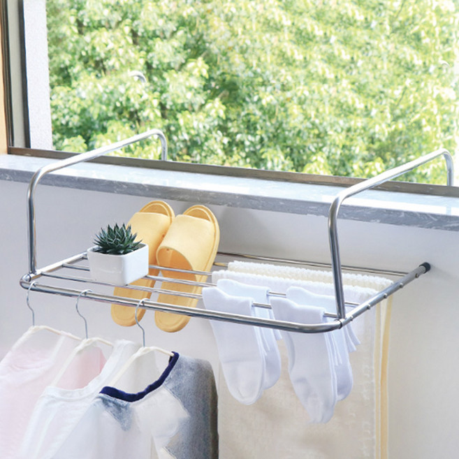 마켓플랜 걸이형 미니 접이식 빨래 건조대, 실버