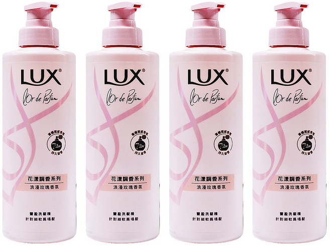 LUX 麗仕 花漾調香系列 豐盈洗髮精 浪漫法式玫瑰香氛, 470g, 4瓶