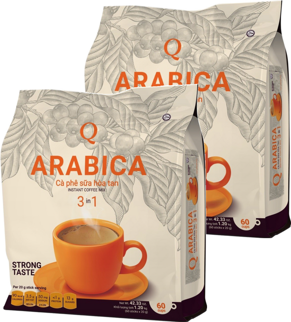 굿모닝커피 쓰어다 큐카페 아라비카 3in1 밀크커피, 2개, 60개입, 20g