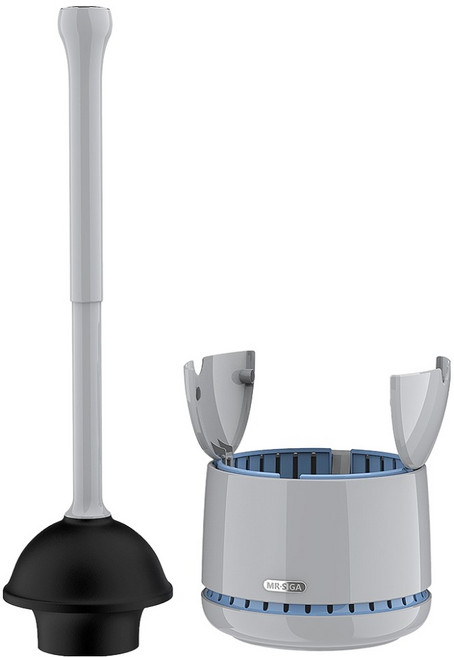 미스터시가 화장실 변기 이중 압축기 뚫어뻥 + 건조 거치대 세트, 그레이