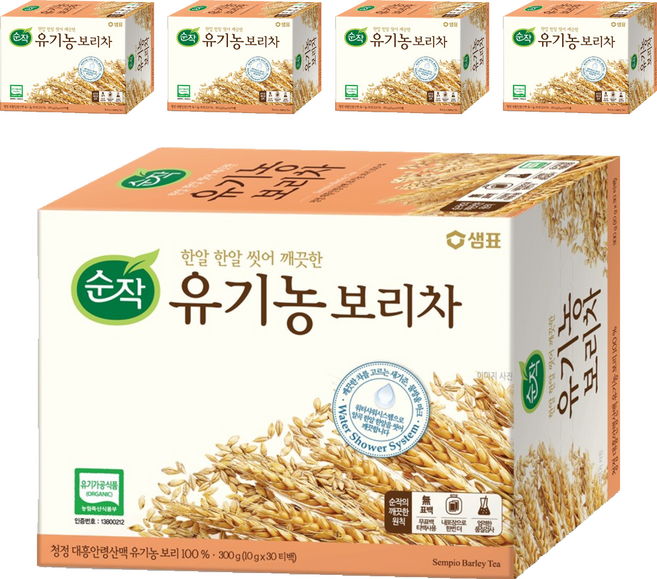 순작 유기농 보리차 티백, 10g, 30개입, 5개