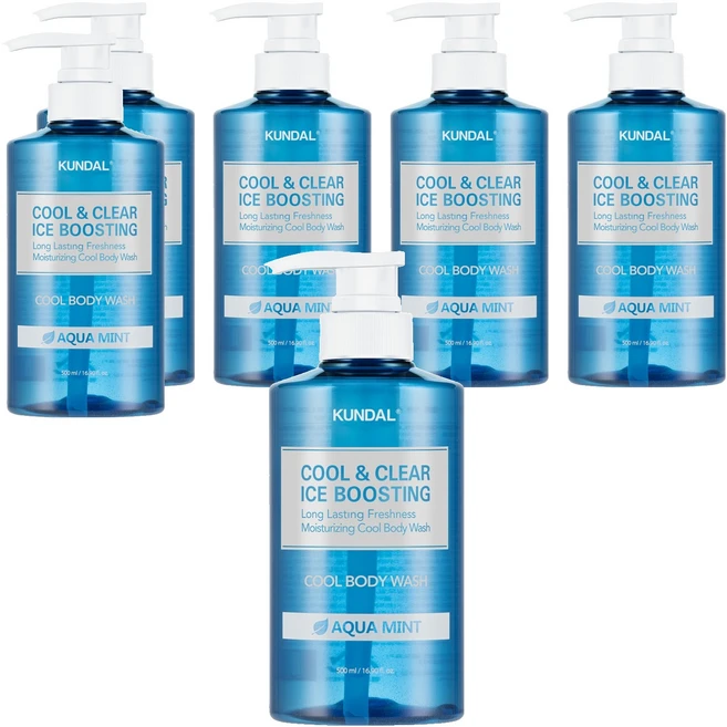 쿤달 쿨 앤 클리어 아이스 부스팅 쿨 바디워시 아쿠아민트향, 500ml, 6개 - 쿠팡