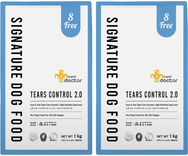 마이펫닥터 강아지 시그니처 2.0 기능성 사료, 눈물개선/눈건강, 1kg, 2개