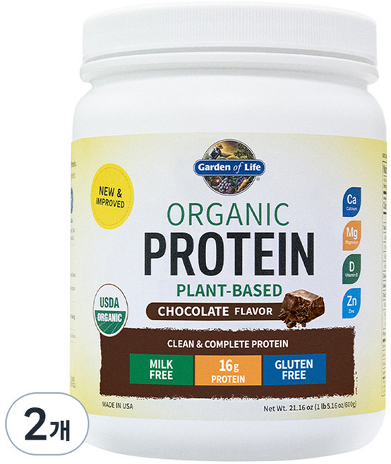 가든오브라이프 유기농 프로틴 초콜릿맛, 600g, 2개