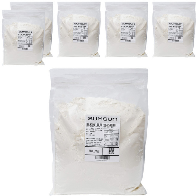 嘉禾牌 黃僑高筋麵粉, 3kg, 6包