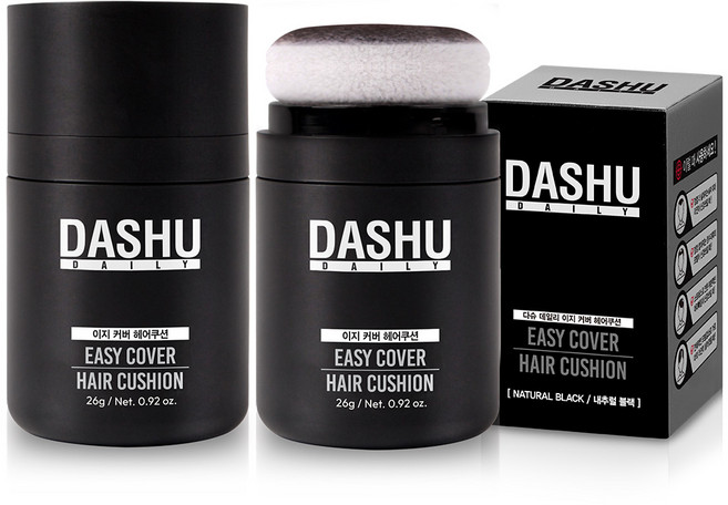 다슈 데일리 이지 커버 헤어쿠션 26g, 내추럴블랙, 2개