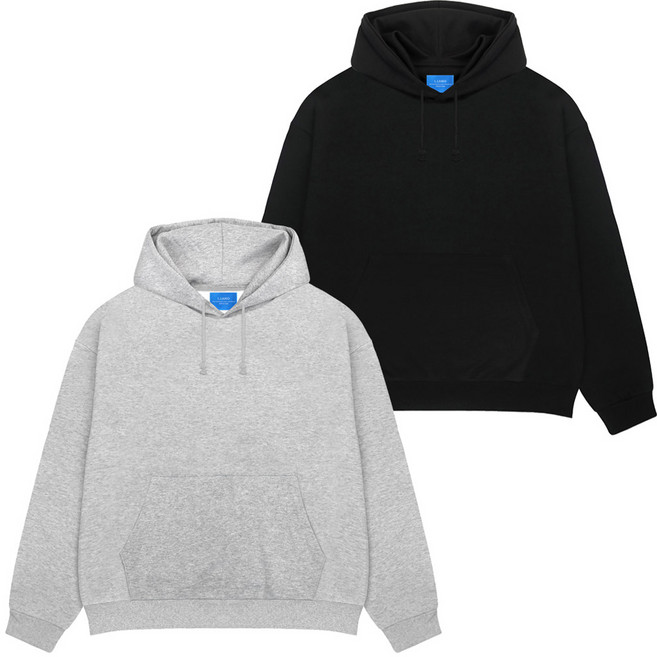 엘라모 남녀공용 베이직 기모 후드티 2종 세트