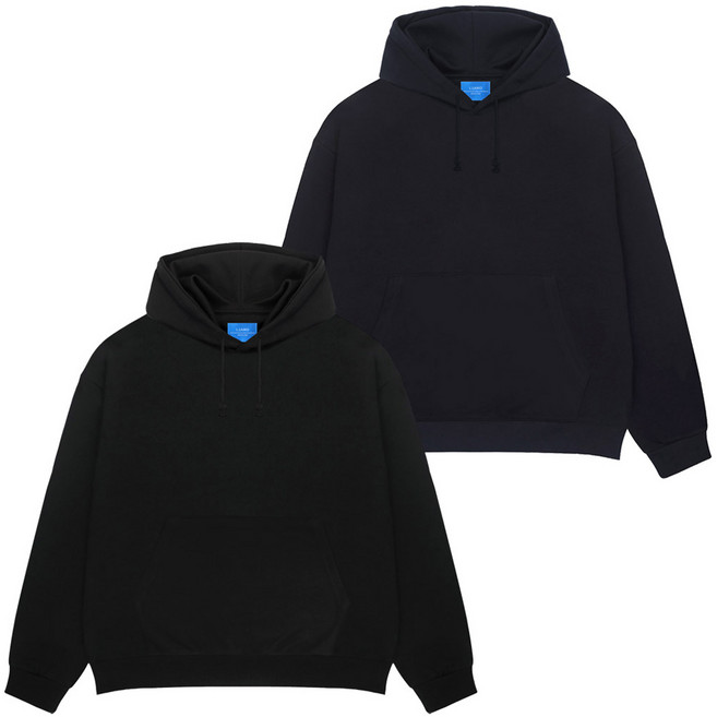 엘라모 남녀공용 베이직 기모 후드티 2종 세트